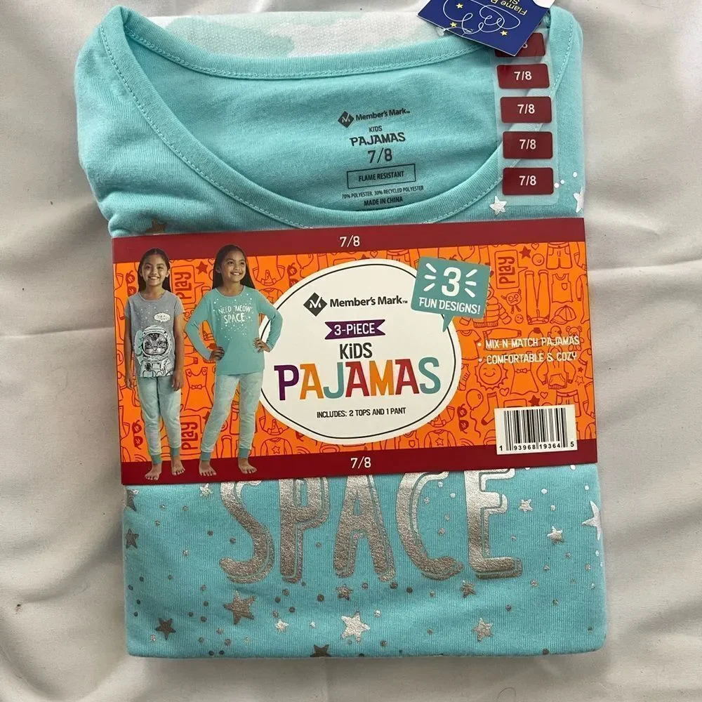 Member’s Mark kid’s pj set 1 long sleeve top, 1 Tee pants‎ size 7/8
